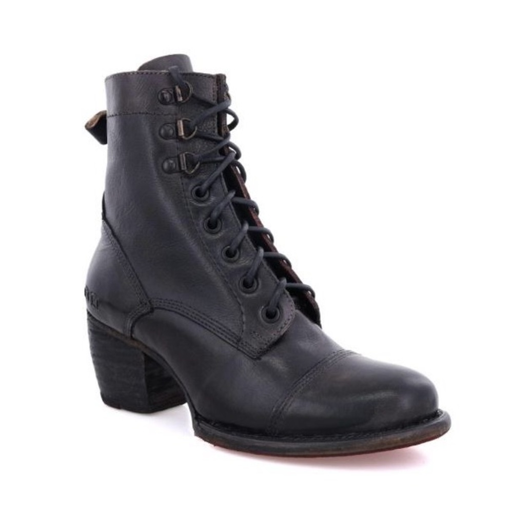 BED|STU Black Ankle Boots with Lace-Up Design